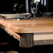 Amish Hickory Log Table Edge Close Up Photo Front Facing