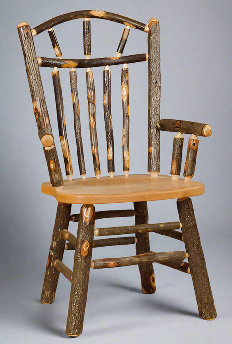 Hickory Log Wagon Wheel Arm Dining Chair Natural Rustic Hickory Cabin Dining Chair Front Facing