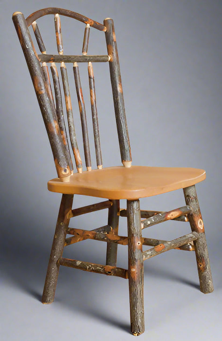Hickory Log Wagon Wheel Chair Natural Rustic Hickory Cabin Dining Chair Front Facing
