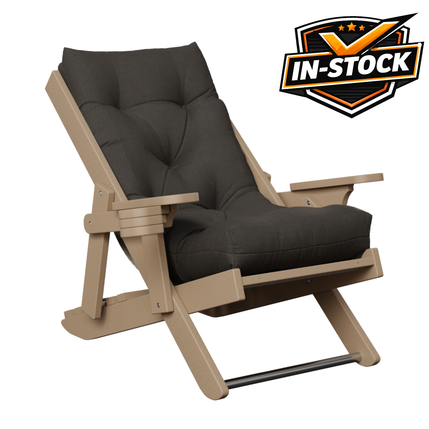 Amish High Back Siesta Folding Chair - Weatherwood & Canvas Coal - In-Stock - Sunbrella Fabric