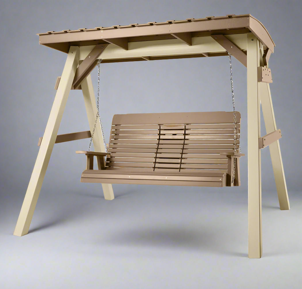 Amish High Curved Back 5' Swing with Vinyl A Frame Swing Set