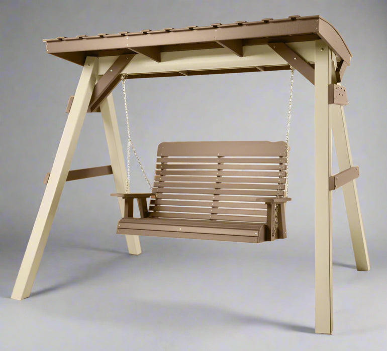 Amish High Curved Back Swing with Vinyl A Frame Swing Set