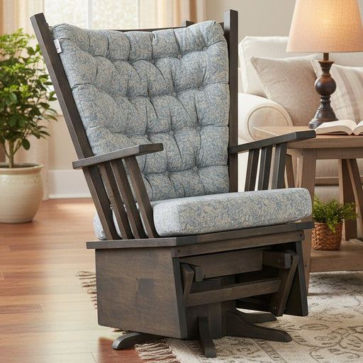 Amish high back mission glider brown maple mission style rocking chair
