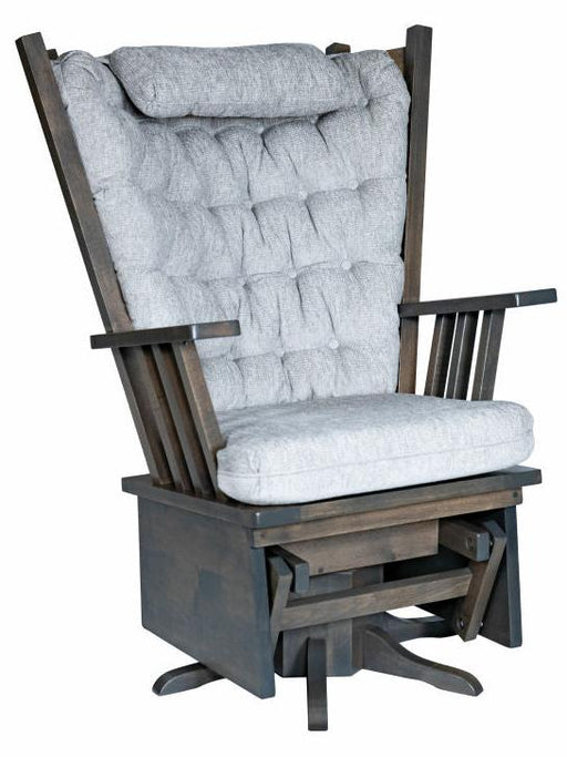 Amish high back mission glider brown maple mission style rocking chair
