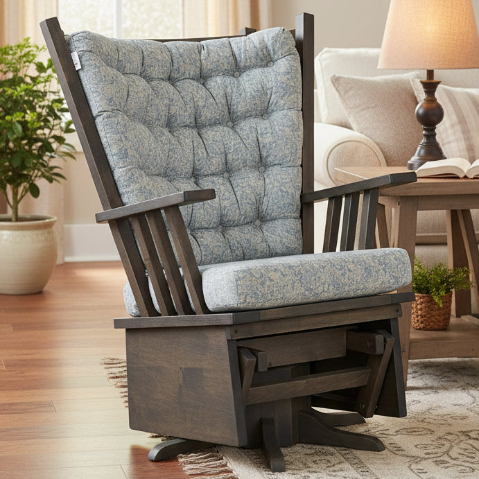 Amish high back mission glider brown maple mission style rocking chair
