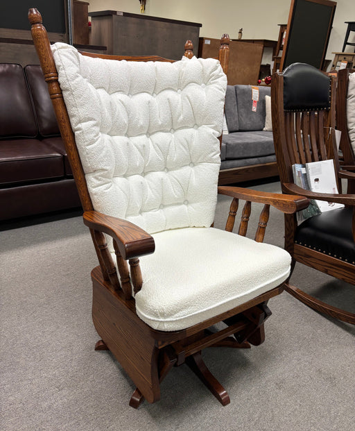 Amish Highback Swivel Glider - In-Stock - Amish Made Swivel Glider Solid Oak