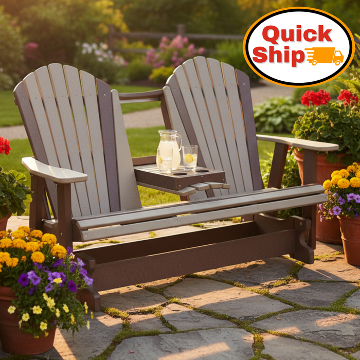 Quick Ship Amish Hilton Adirondack 5' Settee Glider