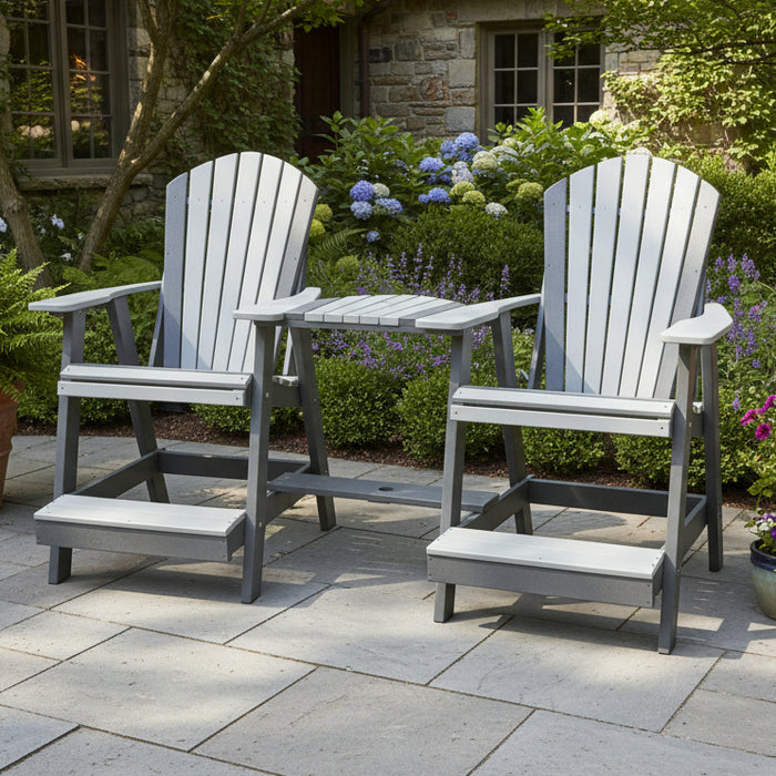 Levi Leisure Balcony Chair Set with Attachment Table Amish Poly Tete-A-Tete Balcony Chair Set Front Facing