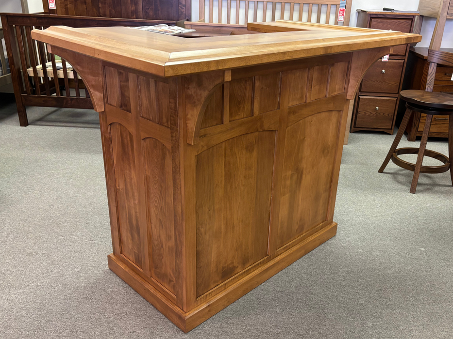 Amish Home Bar - 56" Mission - Solid Brown Maple - Millcreek Swivel Bar Stools 3