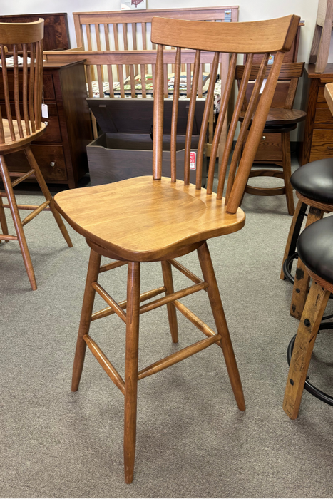 Amish Home Bar - 56" Mission - Solid Brown Maple - Millcreek Swivel Bar Stools 6
