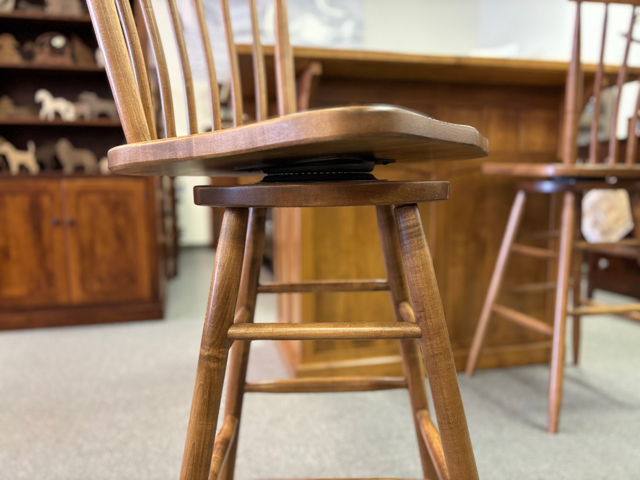 Amish Home Bar - 56" Mission - Solid Brown Maple - Millcreek Swivel Bar Stools 7