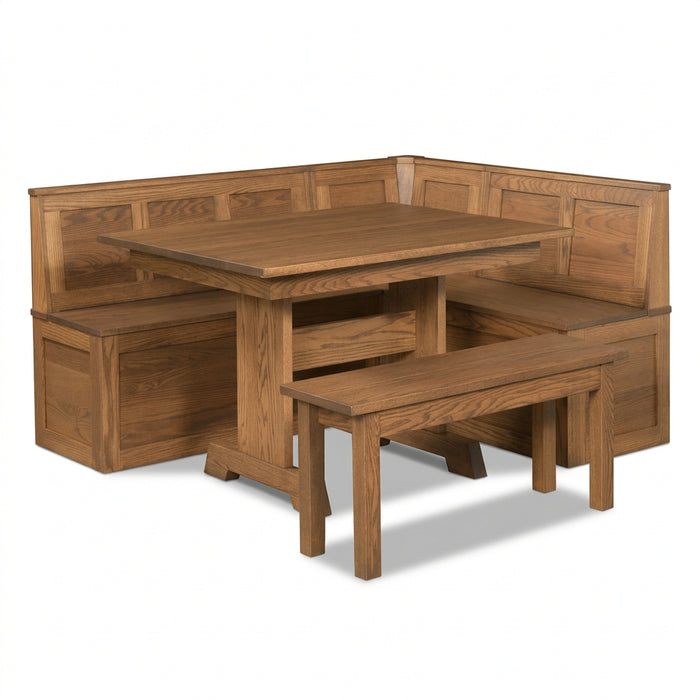 Amish Homestead Corner Breakfast Nook Dining Set with Storage