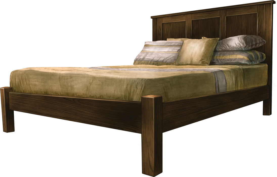 Amish Hopewell Shaker Bedroom Set in Rich Tobacco on Brown Maple - Low footboard