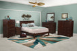 Amish Hopewell Shaker Bedroom Set shown in Rich Tobacco on Brown Maple Wood