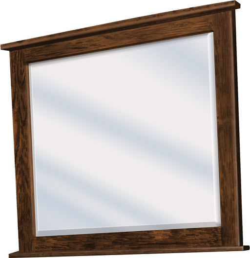 Amish Hopewell Beveled Mirror for Dresser shown in rich Tobacco OCS 228 on Brown Maple Stain