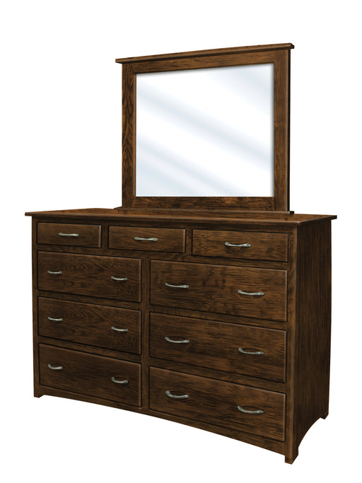 Amish High Hopewell Shaker Style Dresser in Rich tobacco Stain on Brown Maple Wood