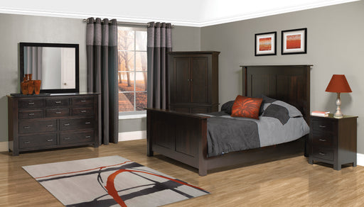 Amish Horizon Bedroom Set 5 Piece  in Onyx Stain on Brown Maple wood with Storage bed in a Shaker Style