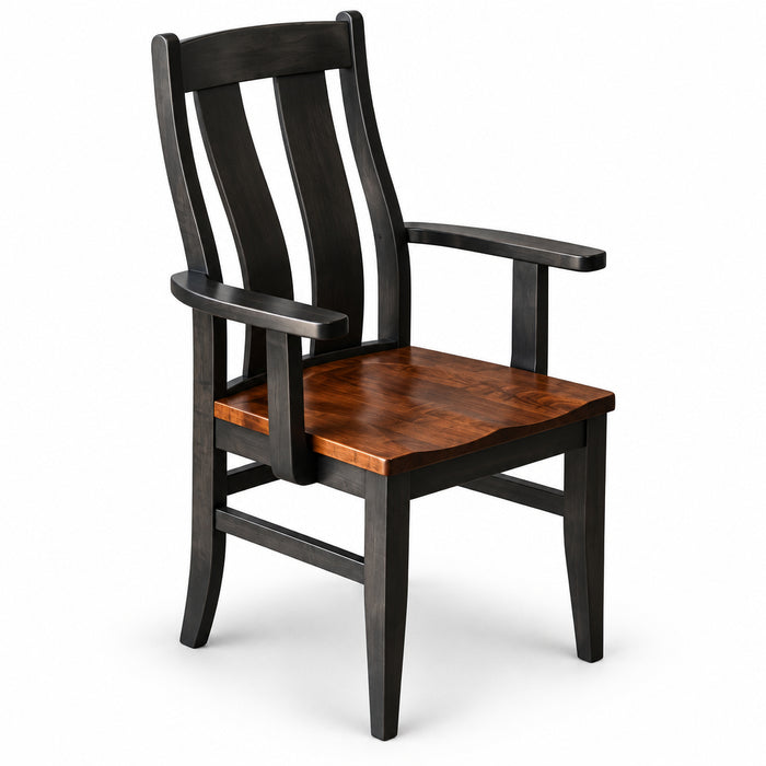 Amish Houstin Dining Chair - Emerson Woodcraft - Contemporary Amish Dining Chair - Solid Brown Maple - Arm Chair