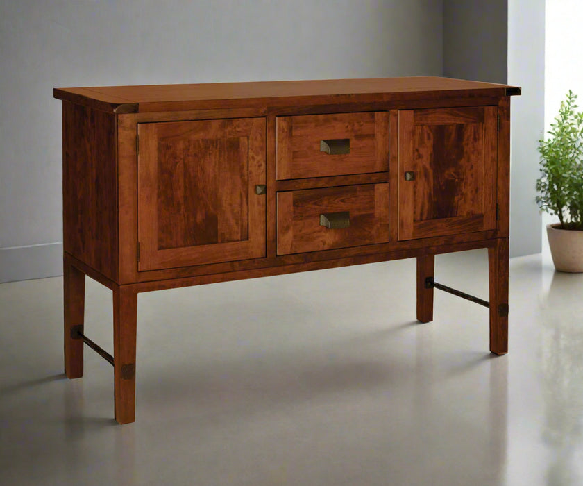 Amish Hudson 2-Door Buffet
Standard w/ Plank Top and Turnbuckle
Hardware: P3062 BL Knobs/ P3064 BL Pulls
2 Adjustable Wood Shelves