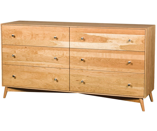 Amish Hudson Dresser Modern Style with PA0123-SN Knobs, Sap Cherry Natrual