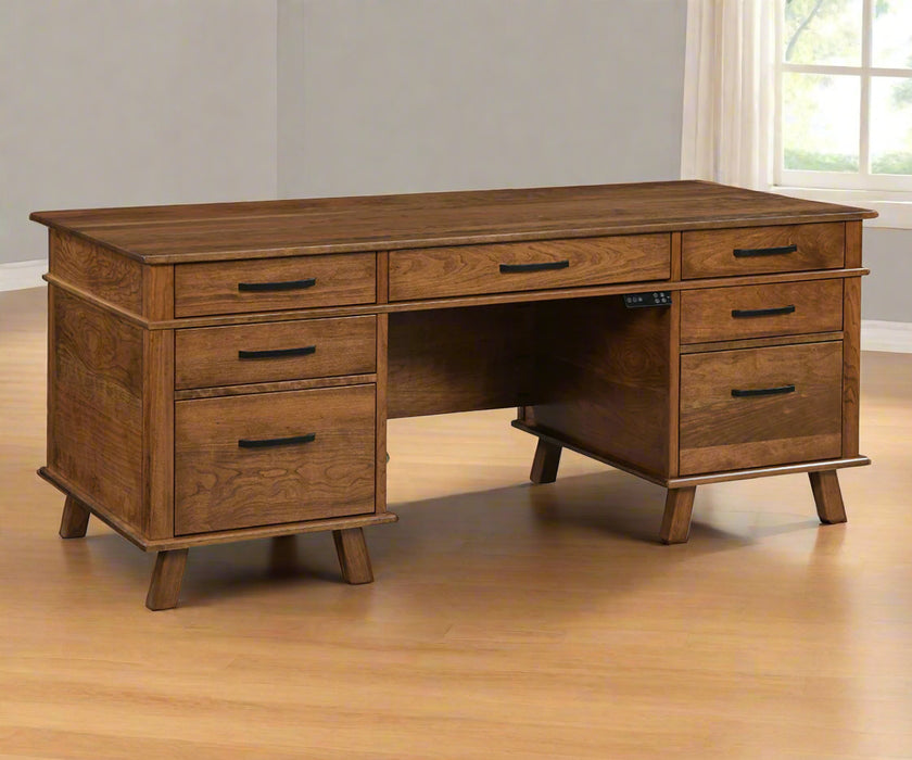 Amish Hutton Desk with Powered Lift Top