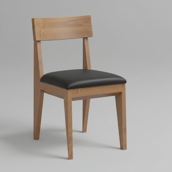 Amish Jamie Fabric Seat Dining Chair - OCS-133 Tundra - Leather Seat - Front View Of Chair
