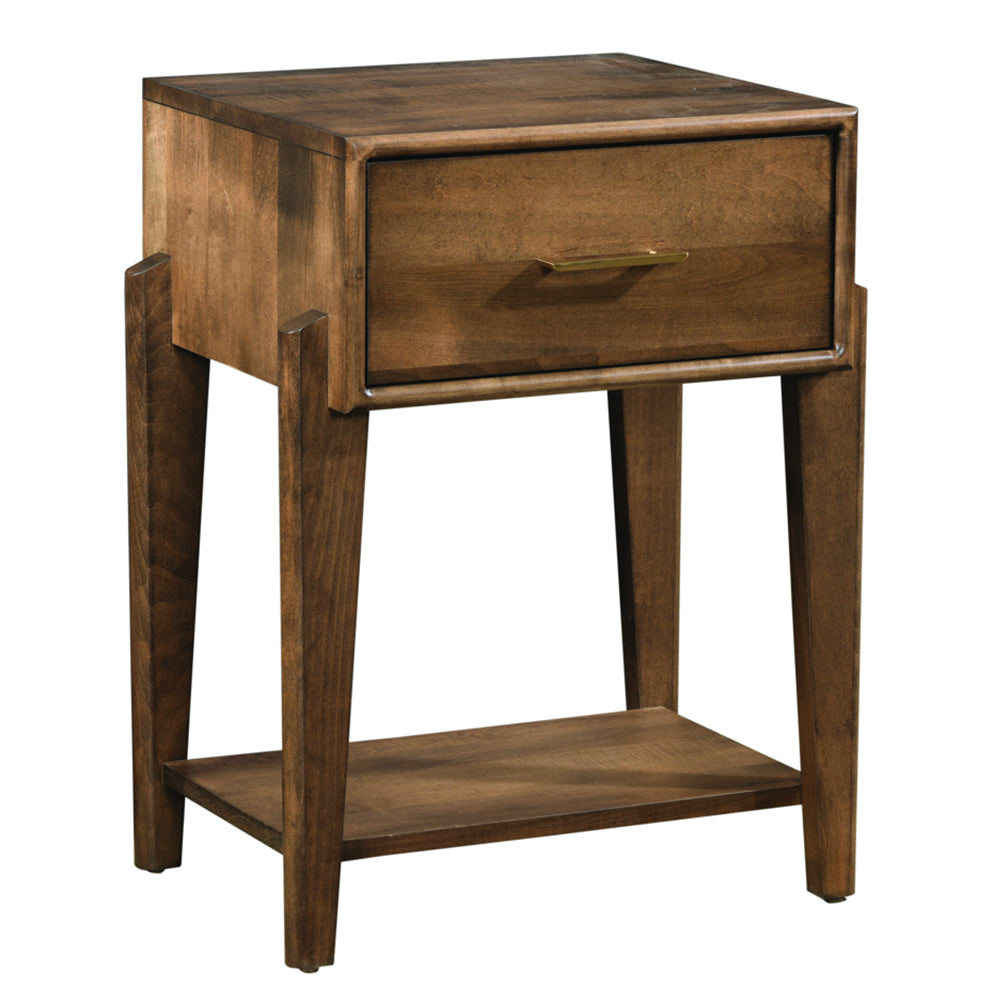 Amish Java Mid-Century Modern 1-Drawer Open Night Stand - J&M Woodworking - Mid-Century Amish Bedroom