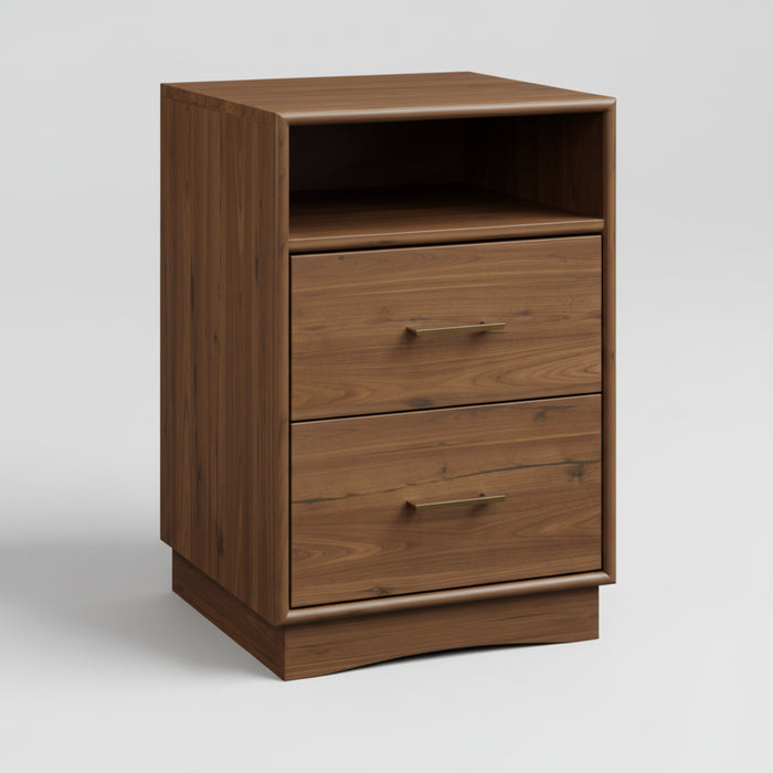Amish Java Mid-Century Modern 2-Drawer Night Stand - J&M Woodworking - Solid Walnut Bedroom Furniture - Amish Mid-Century Modern Bedroom