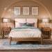 Amish Java Mid-Century Modern 3-Pc. Bedroom Set - 1-Drawer Open Nightstand - Upholstered Headboard Platform Bed - J&M Woodworking - Solid Walnut Bedroom