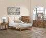 Amish Java Mid-Century Modern Bedroom Set - J&M Woodworking - Mid-Century Amish Bedroom - Room Setting - Upholstered Headboard