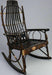 Amish Jumbo Rocker with Flat Arms Rub Through Black Paint Log Cabin Rocker