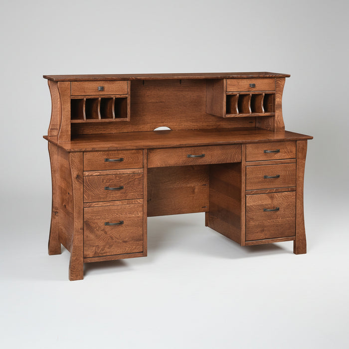 Amish Kapernum Double Pedestal Desk with Hutch 