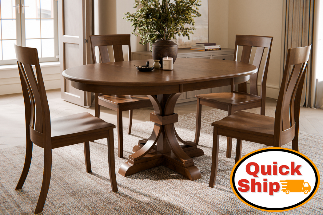 Amish Karston Single Pedestal Dining Set - Solid Oak, Maple, Or Hickory - Sunrise Furniture - Ready in 3 Days - Quick Ship 1