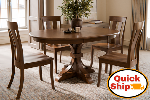 Amish Karston Single Pedestal Dining Set - Solid Oak, Maple, Or Hickory - Sunrise Furniture - Ready in 3 Days - Quick Ship 1