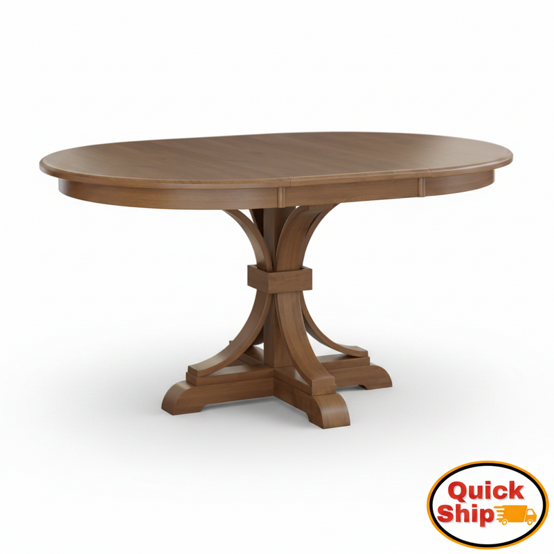 Amish Karston Single Pedestal Dining Set - Solid Oak, Maple, Or Hickory - Sunrise Furniture - Ready in 3 Days - Quick Ship 4