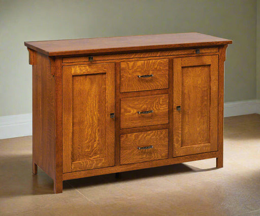 Amish Keiran 2-Door Buffet
Hardware: 910-SBN Knobs/ 910-96 SBN Pulls
2 Adjustable Wood Shelves