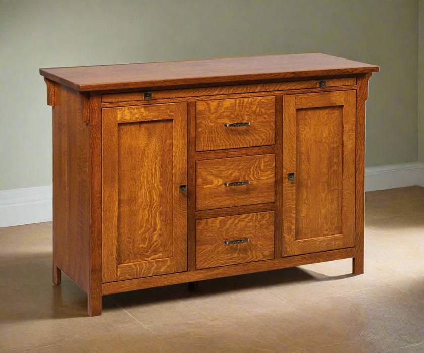 Amish Keiran 2-Door Buffet
Hardware: 910-SBN Knobs/ 910-96 SBN Pulls
2 Adjustable Wood Shelves