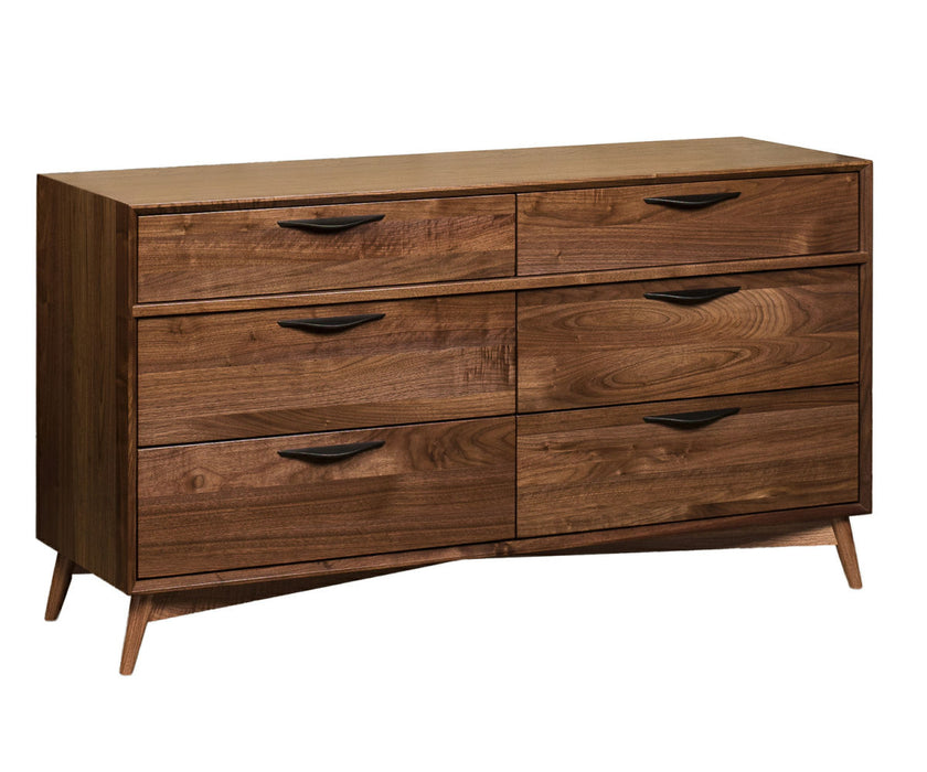 Amish Kenton Style Dresser on Walnut Wood with a Natural Stain. and a Modern Look