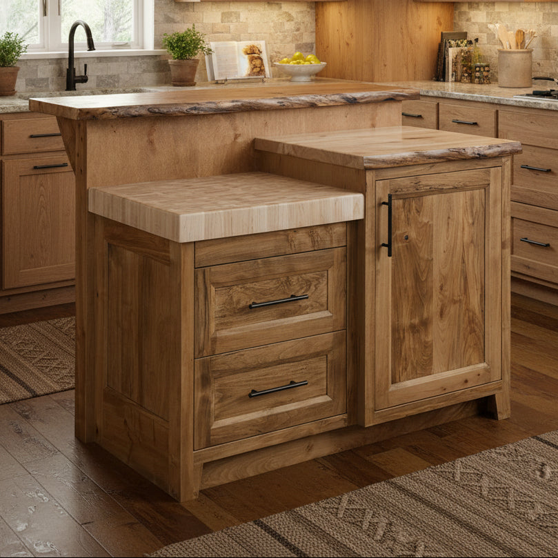 Amish Key West Live Edge Island Bar - Hard Maple Butcher Block Top - Live Edge Top Island - In-Kitchen Photo