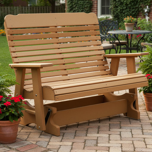 Levi Leisure 4 Foot Curve Back Glider Amish Poly 4 Foot Curved Back Glider Front Facing