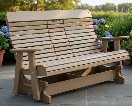 Levi Leisure Curve Back 5 Foot Glider Amish Poly Curved Back 5 Foot Glider Front Facing