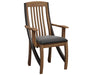 Amish Keywest Fabric Seat Dining Chair - Amish Rustic Walnut Dining Chair - Y&M Chair - Arm Chair
