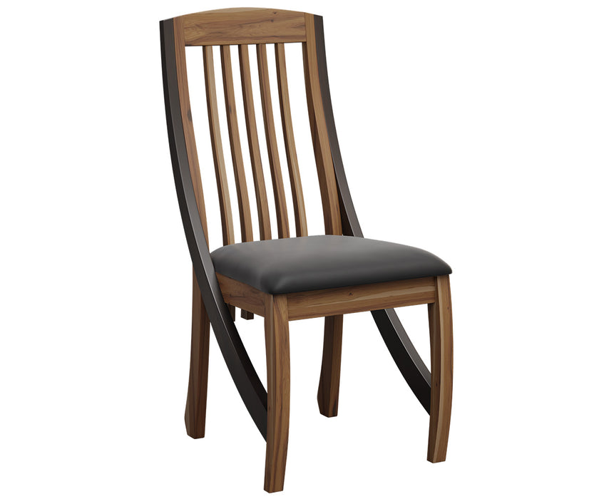 Amish Keywest Fabric Seat Dining Chair - Amish Rustic Walnut Dining Chair - Y&M Chair - Side Chair