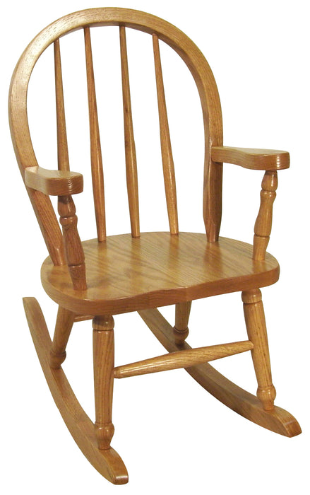 Amish Kids Bow Back Rocker Solid Oak Front Facing