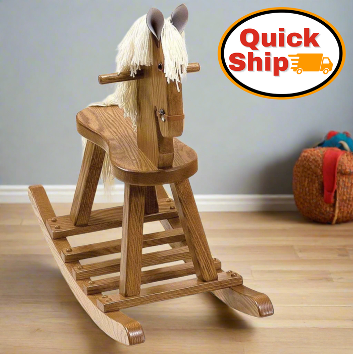 Amish Rocking Horse Oak Wood with OCS 102 Fruitwood Fast Shipping