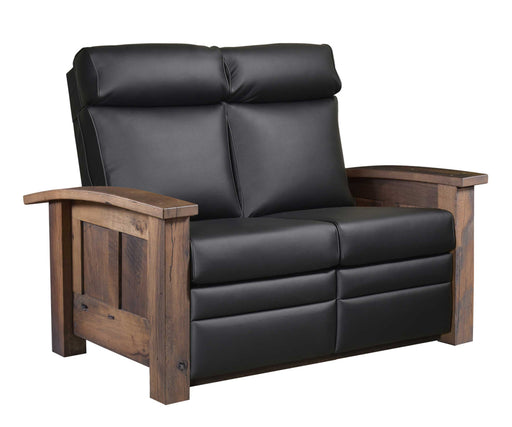Amish Kimbolton Reclaimed Barnwood Recliner Love Seat - Genuine Reclaimed Barnwood - Quality Fabrications - No Background