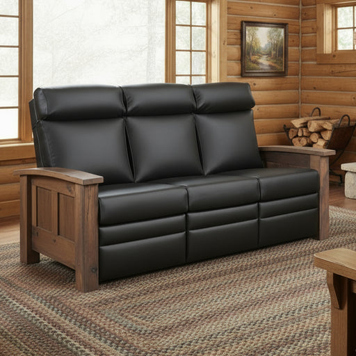 Amish Kimbolton Reclaimed Barnwood Recliner Sofa - Genuine Reclaimed Barnwood - Quality Fabrications - Commercial Photo