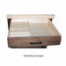 Wooden knife block drawer with knife blocks inside on a white background