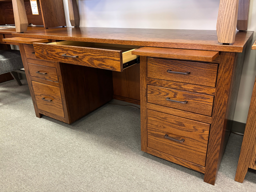 Amish Kleski Double Pedestal Desk - Solid Oak Amish Desk - OCS-113 Michaels Stain 1 