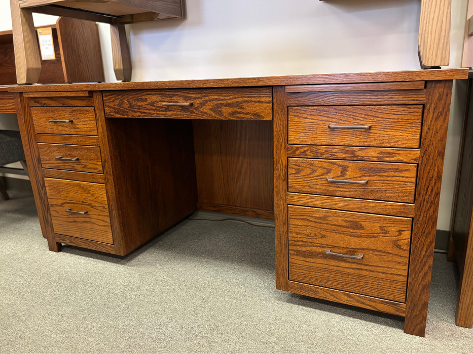Amish Kleski Double Pedestal Desk - Solid Oak Amish Desk - OCS-113 Michaels Stain 4